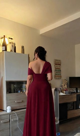 Vestido largo burdeos fiesta talla XXXL