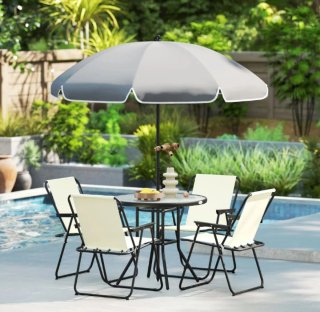 Conjunto Mesa Sillas y sombrilla Jardín