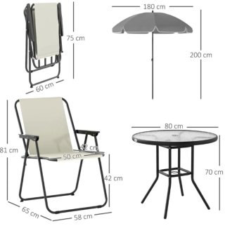 Conjunto Mesa Sillas y sombrilla Jardín