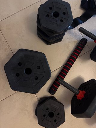 Juego de pesas y mancuernas ajustables