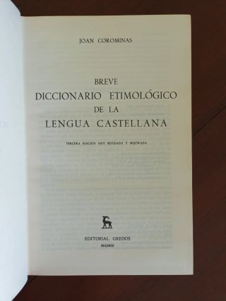 Breve diccionario etimológico de Corominas