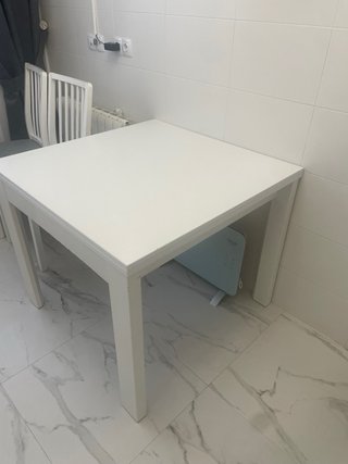 Mesa de comedor blanca de madera Extensible