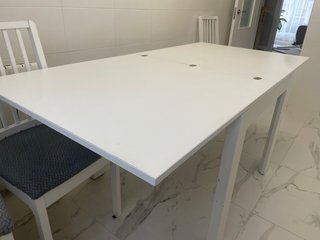 Mesa de comedor blanca de madera Extensible