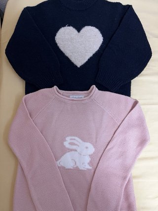 3 jerséis grises y rosas