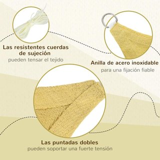 Toldo Terraza 6x4m Anti-UV con Cuerdas Beige