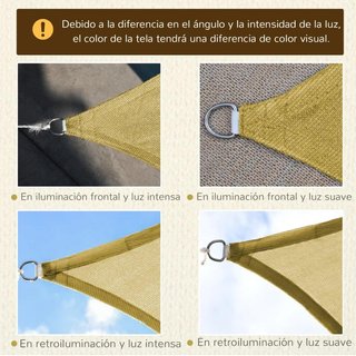 Toldo Terraza 6x4m Anti-UV con Cuerdas Beige