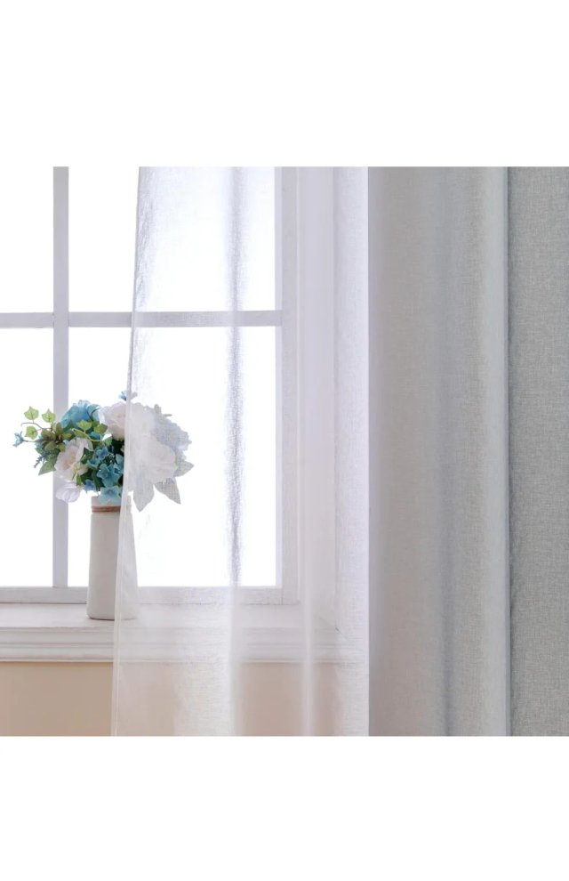 Cortinas MIULEE Gris Gradiente Visillo 2 Piezas