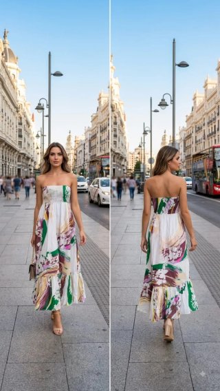 Vestido largo estampado multicolor