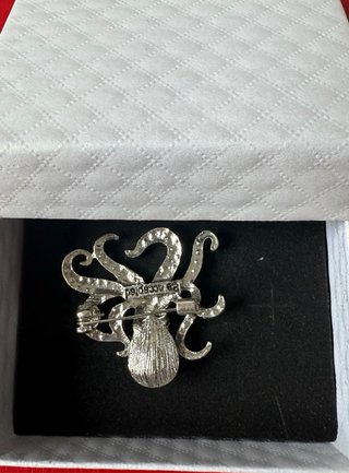 Broche Polvo Azul e Prateado com Cristais