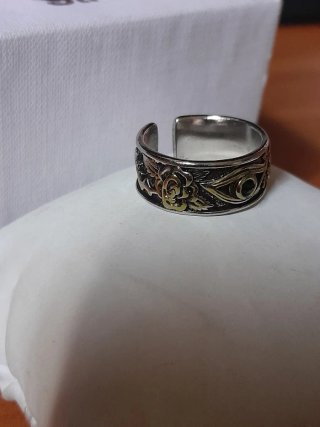 Anello Uomo Occhio Dorato Argento Regolabi