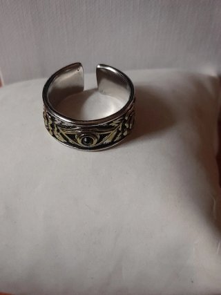 Anello Uomo Occhio Dorato Argento Regolabi