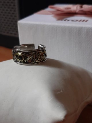 Anello Uomo Occhio Dorato Argento Regolabi