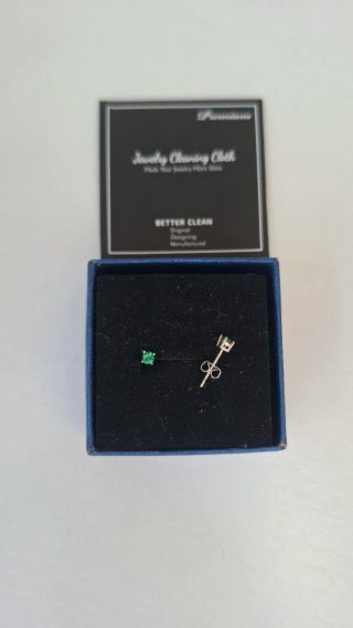 Pendientes de botón esmeralda plata