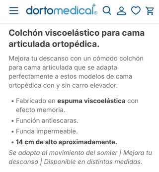 Colchón Geriátrico 135x190 de espuma viscolastica
