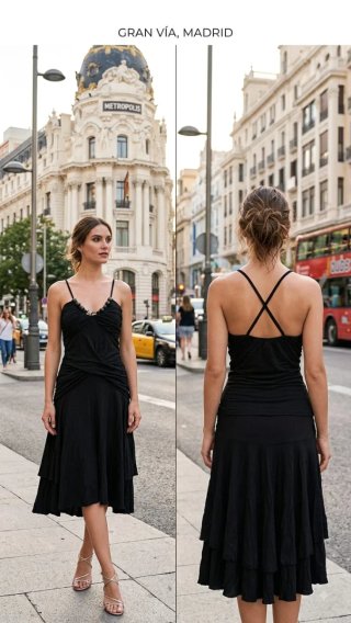 Vestido negro tirantes cruzados