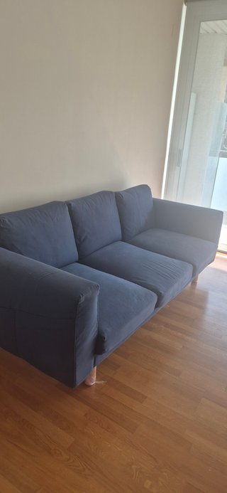 Sofá 3 plazas azul tela