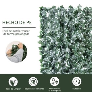 Seto Artificial Ocultación 2,4x1m Hiedra Verde