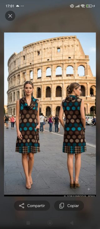 Vestido de lunares marrón y turquesa