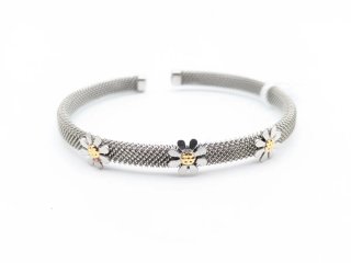 Pulsera Acero y Oro 18k Flores