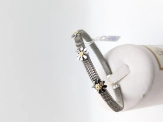Pulsera Acero y Oro 18k Flores