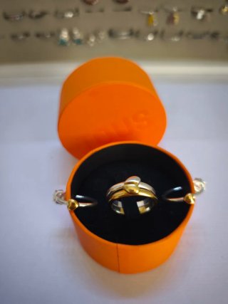 Conjunto Tous: Anillo y Pendientes bicolor