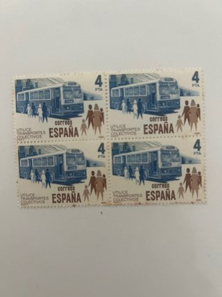 Bloque 4 Sellos Transportes Colectivos España 1980