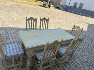 Mesa de comedor de madera de pino maciza