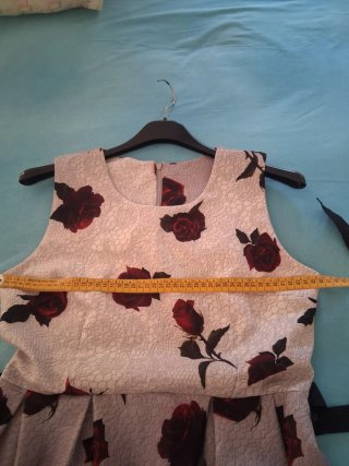 Vestito donna fantasia rose grigio e rosso