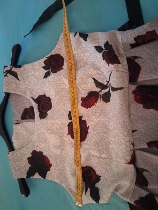 Vestito donna fantasia rose grigio e rosso