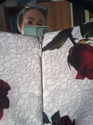 Vestito donna fantasia rose grigio e rosso