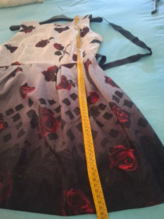 Vestito donna fantasia rose grigio e rosso