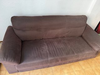 Sofá IKEA azul y marrón
