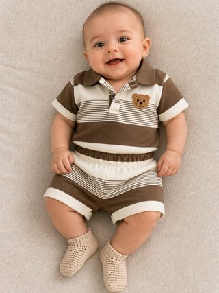 Conjunto bebé polo y shorts rayas