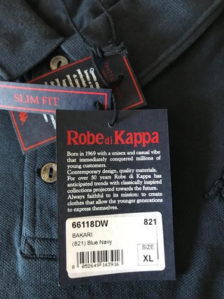 Polo Kappa Hombre XL Azul Marino Manga Larga NUEVO