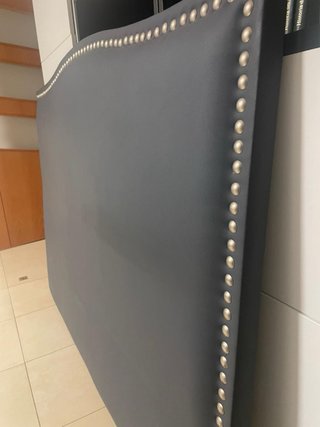 Cabecero polipiel verde azulado