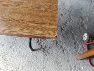 3 Mesas plegables madera DM y patas hierro