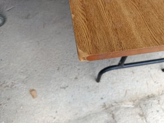 3 Mesas plegables madera DM y patas hierro