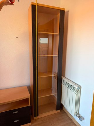 Mueble TV + Vitrina Madera y Cristal