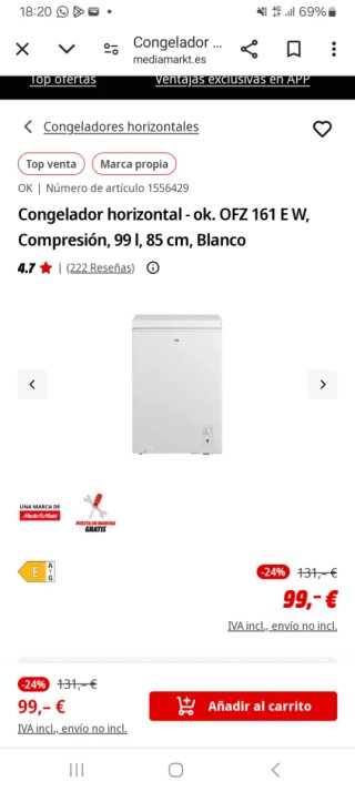 Congelador OK OFZ 161 E W