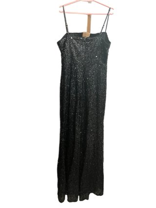 Vestido largo negro lentejuelas