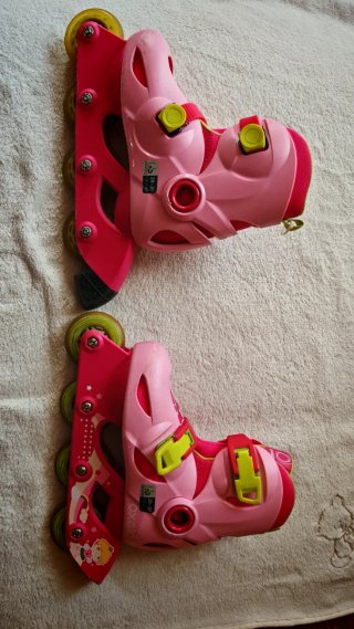 Pattini in linea 4 ruote bambina, casco,protezioni