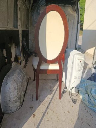 Silla de comedor de madera y tela