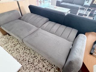 Sofá Cama Gris Terciopelo