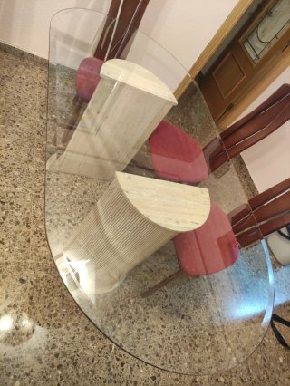 Mesa cristal y 6 sillas comedor