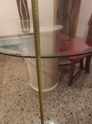 Mesa cristal y 6 sillas comedor