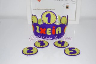 Corona cumpleaños personalizadas fieltro