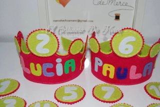 Corona cumpleaños personalizadas fieltro