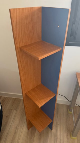 Estantería de madera azul y marrón 150x25x27