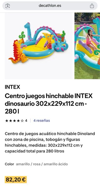 Piscina hinchable Intex dinosaurios infantil