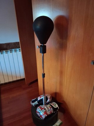 Balón de boxeo con guantes